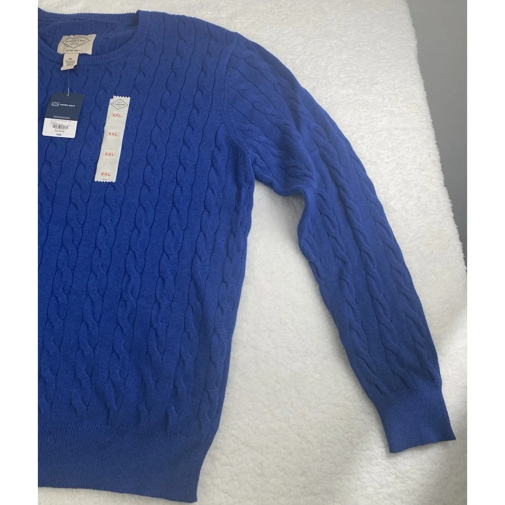 St Johns Bay Crew Neck Pullover Sweater Estate Blue SZ‎ 2XL Super Soft New Tags
